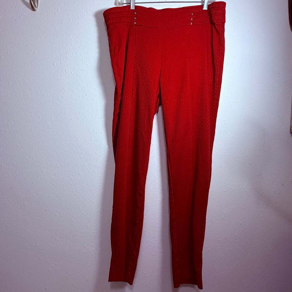 Rafaella Ruby Red Textured Supreme Stretch Pull On Slim Dress Pants Size 18